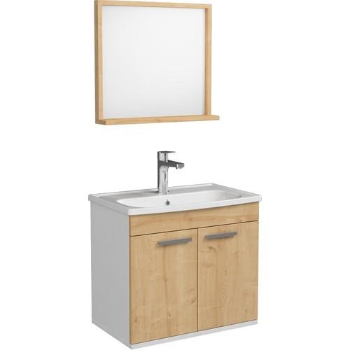 Ece Banyo Rubino Banyo Dolabı Beyaz - Meşe 60 cm