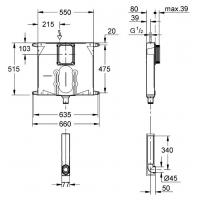 GROHE - 8cm Helataşı İçin Gömme Rezervuar Tankı Pnömatik 38863000