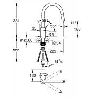 Grohe Eurosmart Cosmo Spiralli Eviye Bataryası 31481001
