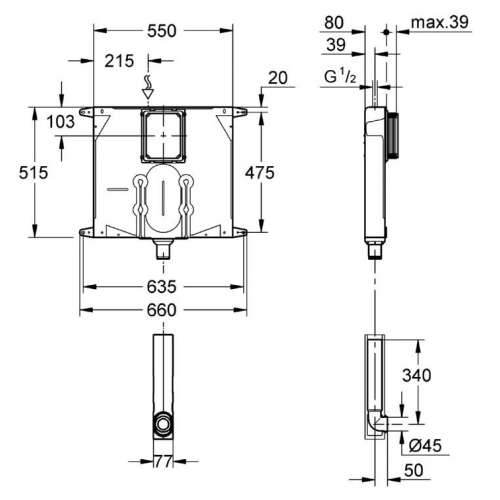 GROHE - 8cm Helataşı İçin Gömme Rezervuar Tankı Pnömatik 38863000