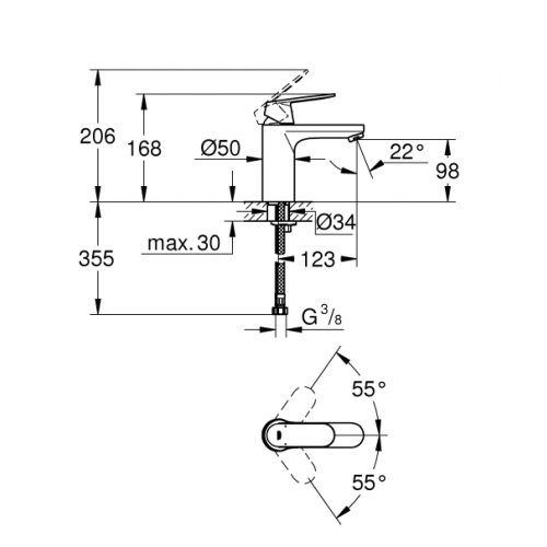 GROHE Eurosmart Cosmopolitan Tek Kumandalı Lavabo Bataryası M Boy 23327000
