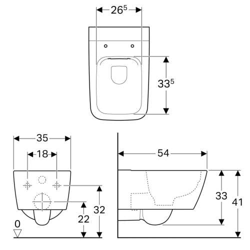 Geberit iCon Square Asma Klozet, 501.651.01.1 + Kapak 571910000