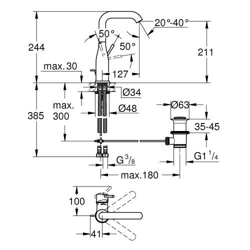 Grohe Essence Tek Kumandalı Lavabo Bataryası 1/2″ L-Boyut 32628EN1