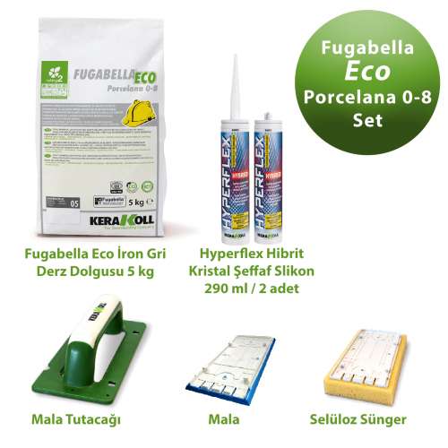KERAKOLL Fugabella Eco Porcelana 0-8 İron Gri Derz Dolgusu 5kg Set 6 Parça