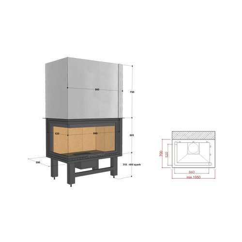 Hürsan HLDR 90 T Odunlu Şömine (L Tipi Hazneler - Derin)