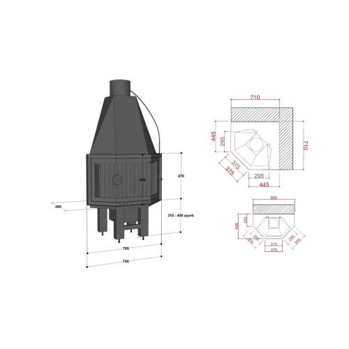 Hürsan HPHC 80 Y Odunlu Şömine (Prizmatik Hazneler)