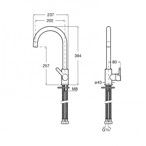 Roca Mencia Döner Çıkış Uçlu Eviye Bataryası, Cold Start Kartuş, Krom A5A7409C00